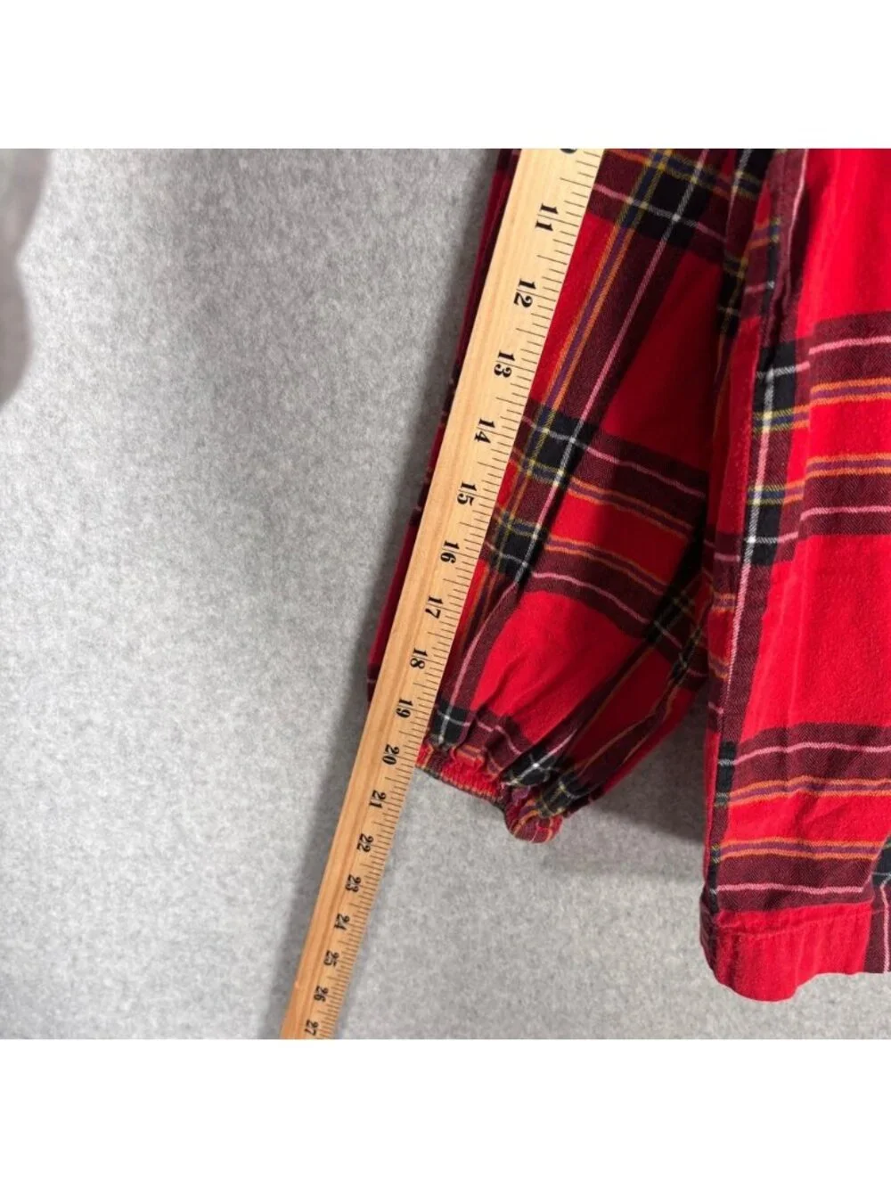J Crew Tartan Plaid Flannel Ruffle Blouse Small Red Popover Festive Twee Country